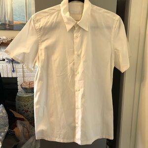 Prada Men’s Short Sleeve Cream Cotton Shirt Size 39/15.5